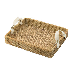 Products: Natural Woven Tray with Cotton Handles White Sands Interiors