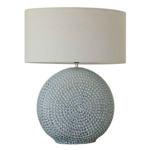 Products: Azure Glazed Ceramic Lamp – Blue with Linen Shade White Sands Interiors