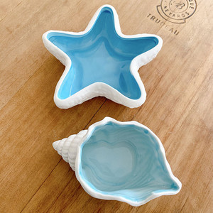 Blue Seashell Bowl White Sands Interiors