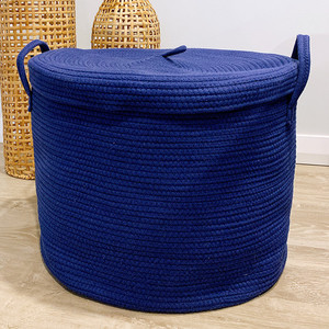 Navy Rope Basket with Lid White Sands Interiors