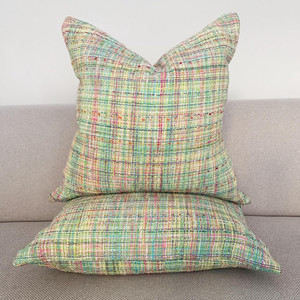 Tropical Plaid Throw Cushion White Sands Interiors