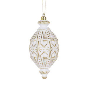 Drop Bauble Intricate - White and Gold White Sands Interiors