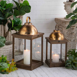 Products: Antique Gold Lanterns Set/2 White Sands Interiors