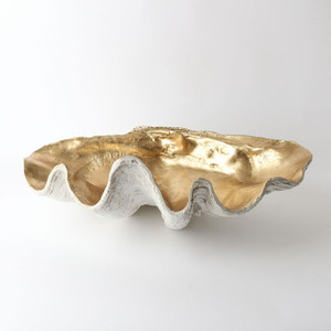 Clam Shell Extra Large Aged White & Gold White Sands Interiors