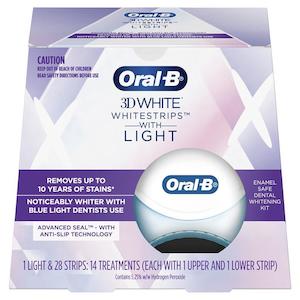 Teeth Whitening: Oral-B 3D White Whitestrips with LED Light Kit - 14 Treatments