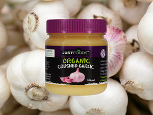Vegetables Only: Organic Crushed Garlic 185 g jar