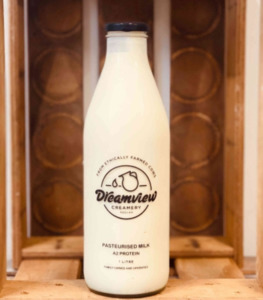 Products: Dreamview Milk 1L - Organic A2 Milk From Raglan New Zealand - Plastic Free Milk Bottle - Glass Milk Bottle