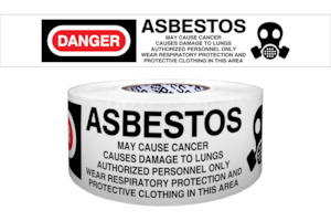 Barrier Tapes And Markers: BARRIER TAPE DANGER ASBESTOS HAZARD White/Bkl/Red