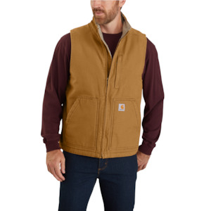 Carhartt Outerwear: Carhartt Washed Duck Sherpa lined Mock neck vest (104277)