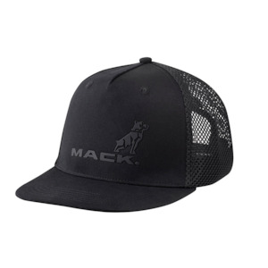 New: MACK Flat Brim Black On Black Trucker Cap