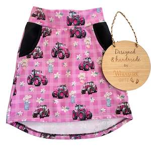 Frontpage: Skirt - JUST IN Gingham pink tractor