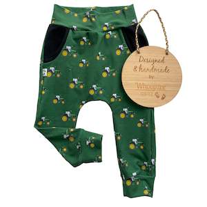 Frontpage: Harem Pants - Green tractors