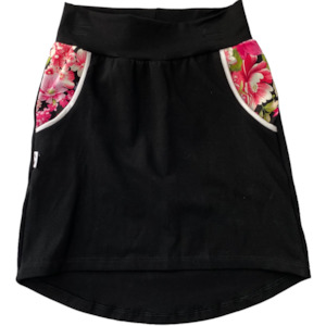 Skirts: Skirt - Black Kasey and rose gold Floral or size 9-10yr in protea floral