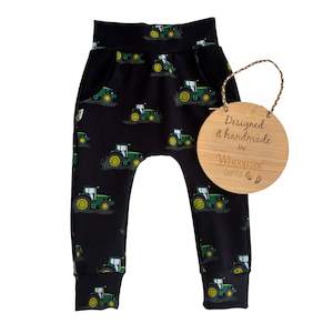 Harem Pants: Harem Pants - JUST ARRIVED Green tractors on black