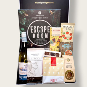 Collections Birthday Gift Hampers Nz: Sip, Snack & Sleuth- Escape Room or Murder Mystery Gift Box