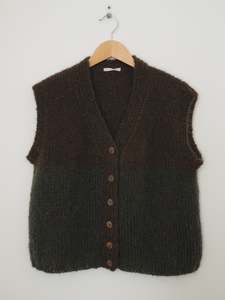 Spring: Hand knit vest - Tapenade