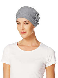 Headwear: HocLotus Turban I Grey Melange I                             Christine Headwear