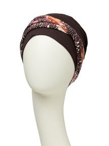 Headwear: Shakti Turban I Chocolate With Garden Pinks I Christine Headwear
