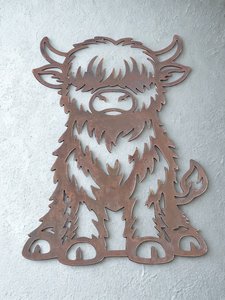 Highland Cow Metal Wall Art – Corten Steel NZ (590mm) - Wilatt