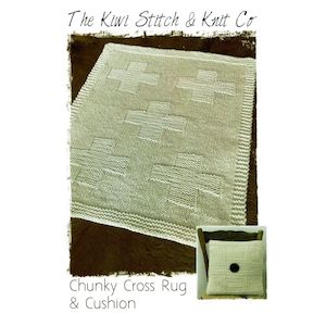 Bulky Patterns: Chunky Cross Rug & Cushion Knitting Pattern - 14Ply