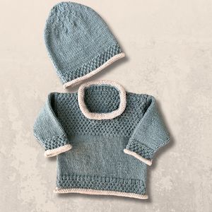 Beanies: Sweater & Hat with Contrast Edges Knitting Pattern (K3020)