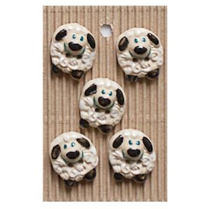 Buttons: Handmade Buttons Sheep - Set of 5 (L432)