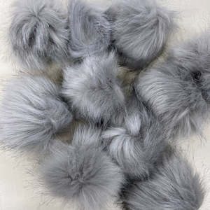 Pompoms: Pom Poms Light Grey - 8cm with Elastic Loop