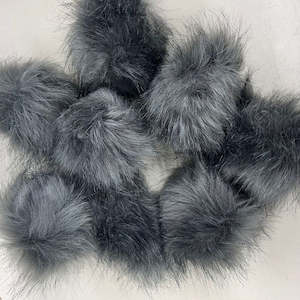 Pompoms: Pom Poms Dark Grey - 8cm with Elastic Loop