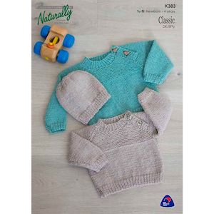 Raglan Sweater & Hat Knitting Pattern (K383)