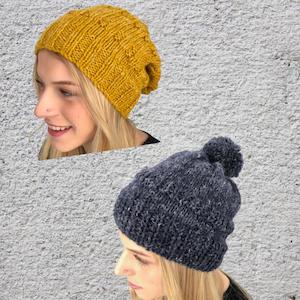 Beanie & Slouch Hat Knitting Pattern (N1743)