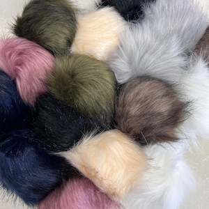 Faux Fur Pom Poms - 12cm with Snap Fastener