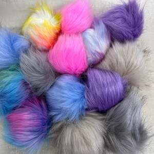 Faux Fur Pom Poms - 10cm with Snap Fastener