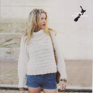 Bulky Patterns: Roll Collar Sweater Knitting Pattern (CRU1452)