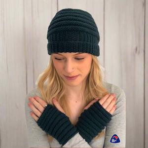 Beanies: Beanie & Fingerless Mittens Knitting Pattern (N1757)