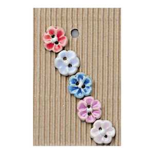 Handmade Buttons Flowers - Set of 5 (L572)