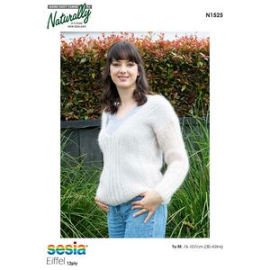 V-Neck Sweater Knitting Pattern (N1525)