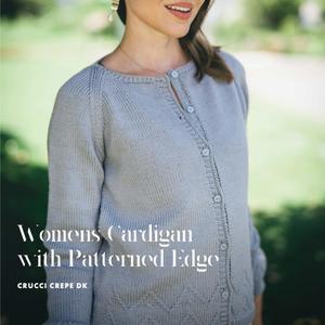 Adult: Women’s Cardigan with Patterned Edge Knitting Pattern (CRU2213)