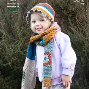 Patchwork Crochet Scarf & Frilly Bucket Hat Crochet Pattern (K3060)