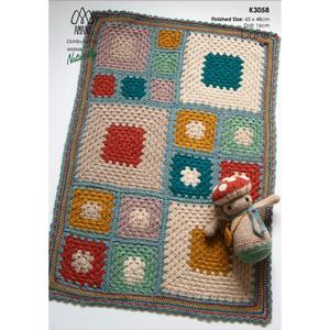 Crochet Patterns: Granny Square Pram Blanket with Baby Mushroom Doll Crochet Pattern (K3058)