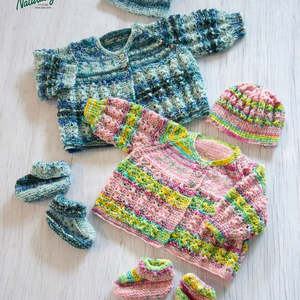 Beanies: Matinee Jacket, Hat & Booties Set Knitting Pattern (K3078)