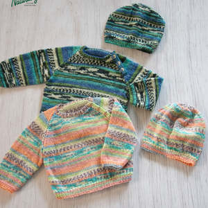 Raglan Baby Sweater & Hat Set Knitting Pattern (K3082)