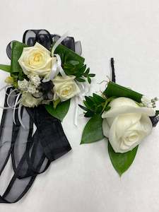 Weddings: Fresh Wrist Corsage and Buttonhole Package
