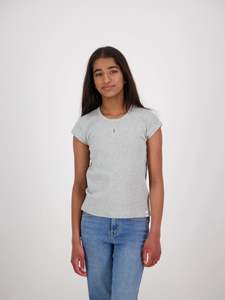 Luna Bolt Ribbed Cap Sleeve Grey