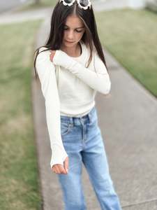 Tops: Coco Ribbed Long Sleeve Cream