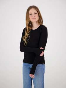 Tops: Coco Ribbed Long Sleeve Black