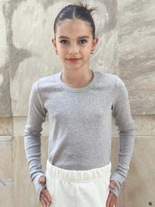 Tops: Coco Ribbed Long Sleeve Grey