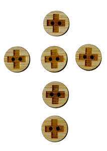 Buttons: Engraved Cross Bamboo Buttons - Small