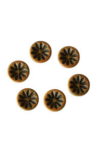 Buttons: Dark Wooden Flowers - 4 holes