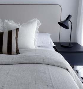 Fringed European Flax Linen Cushion Cover - White