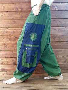 Men Unisex Pants: Flower of Life Pants - Green